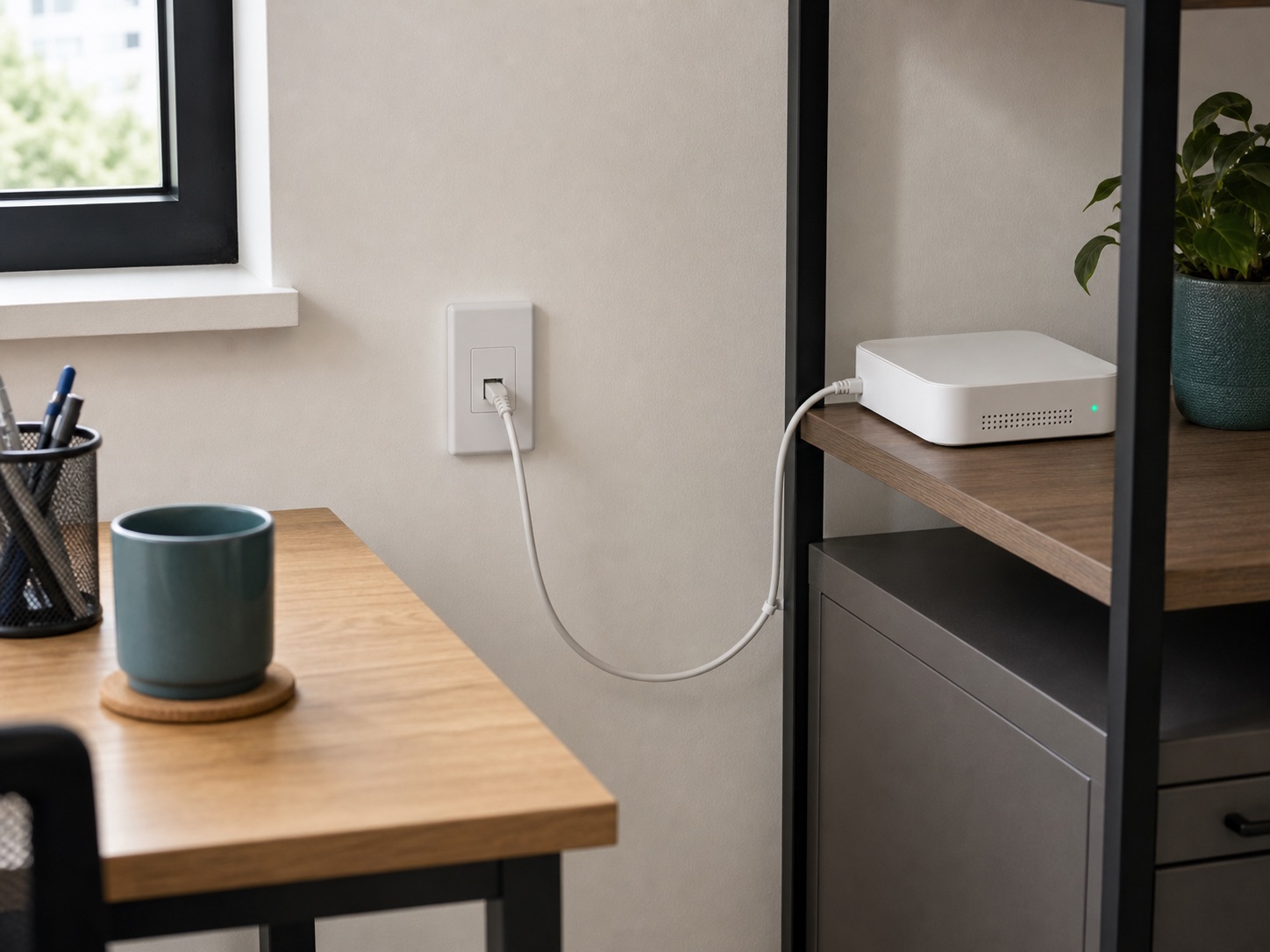 Business fiber connection and network equipment in a small office