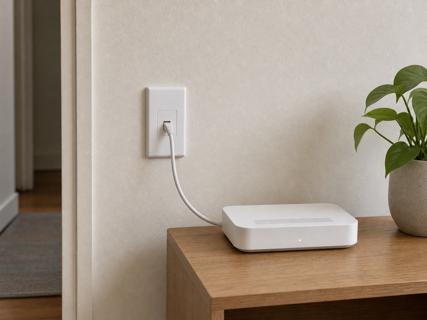 Ethernet wall connection and Wi-Fi gateway in an apartment